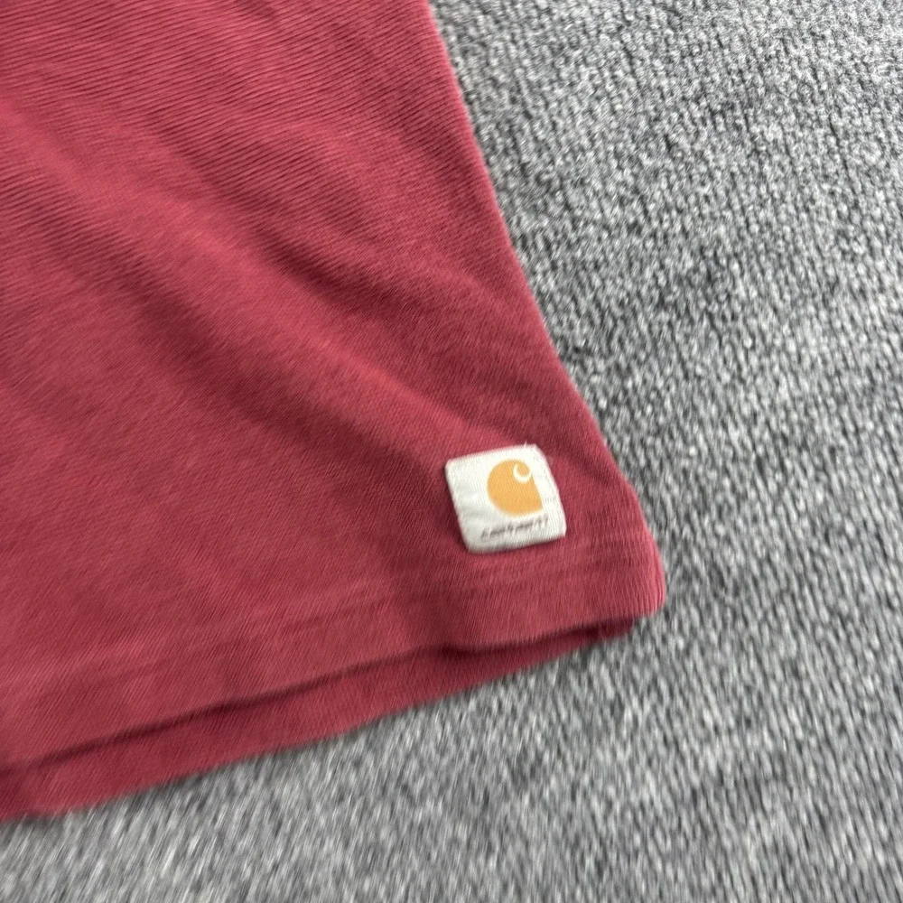Carhartt Shirt Mens XL Red Long Sleeve Thermal Lined Henley Workwear Tee Cotton
